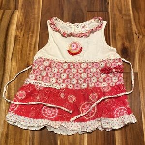 Girl’s Size 3 Unique Boho Style Cotton Summer Dress with Beads & Flowers -EUC